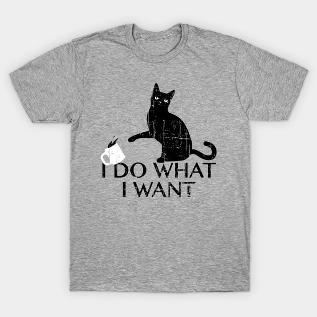 Vintage I Do What I Want Funny Black Cat T-Shirt by Mesrabersama